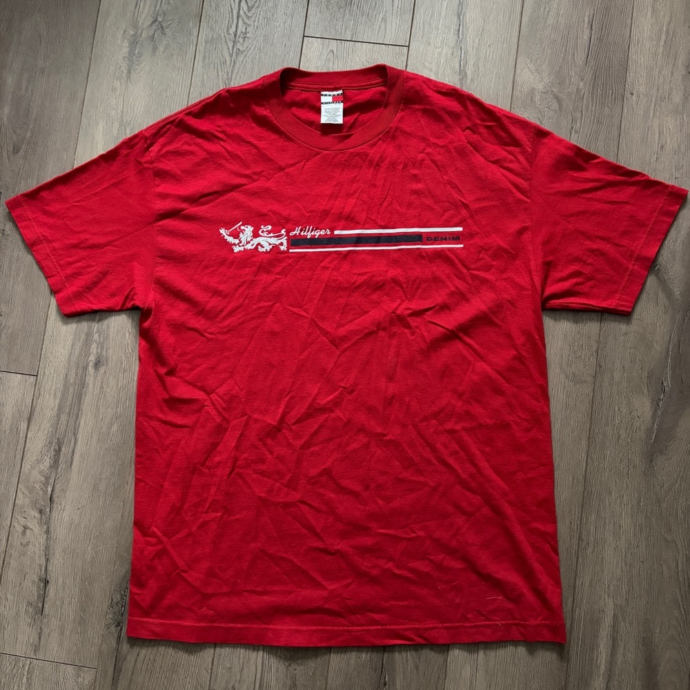 Y2K Tommy Jeans Faded Red Shirt XL